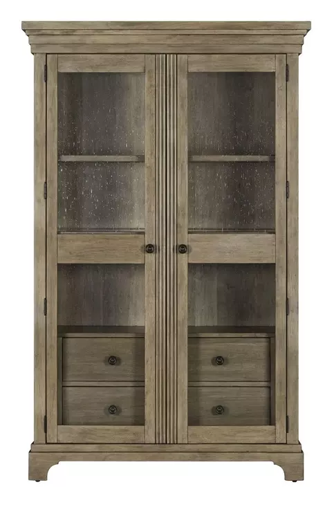 Hillcrest Camel Beige 2 Glass Door Display Cabinet with LED