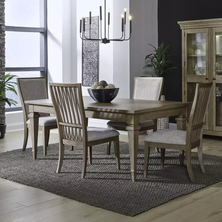 Hillcrest Camel Beige and Sand 5 Piece Extendable Rectangular Dining Set