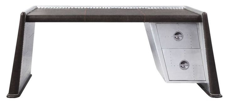 Brancaster Distress Chocolate and Silver Leather 80" Executive Writing Desk with Nailhead Trim