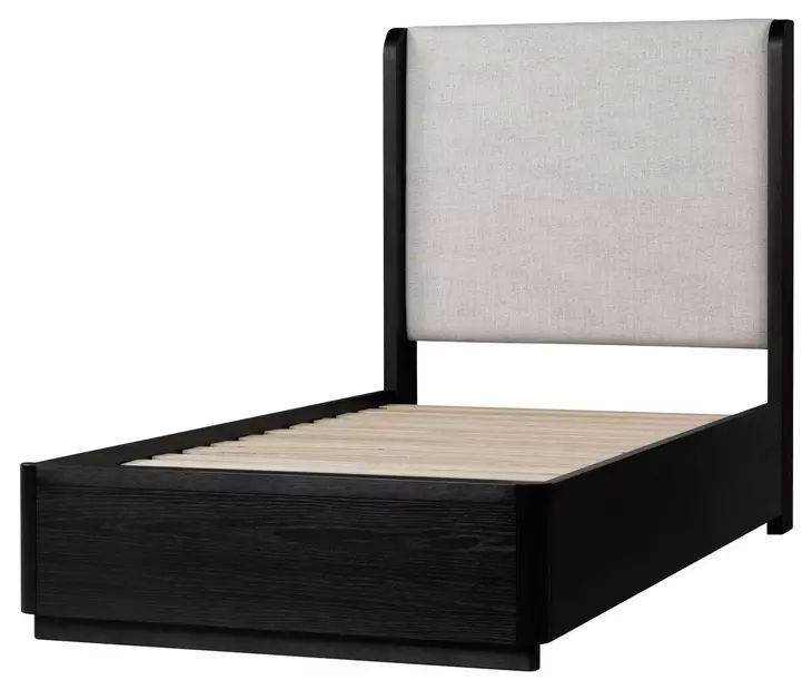 Modena Midnight Blue and Cream Twin Upholstered Panel Bed