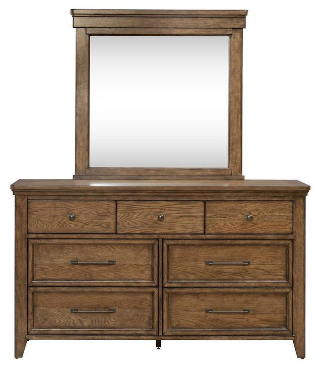Cypress Grove Amber Brown 7 Drawer Dresser with Mirror