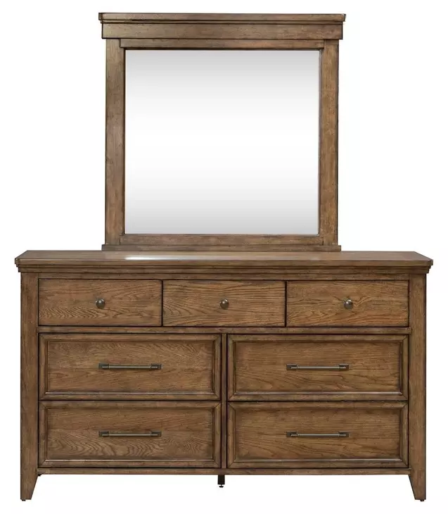 Carolina Park Amber Brown 7 Drawer Dresser with Mirror