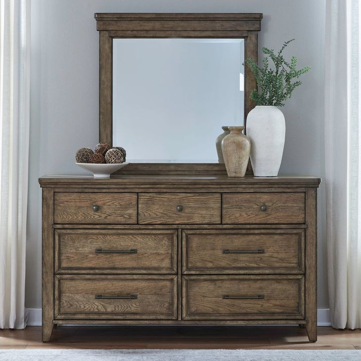 Cypress Grove Amber Brown 7 Drawer Dresser with Mirror