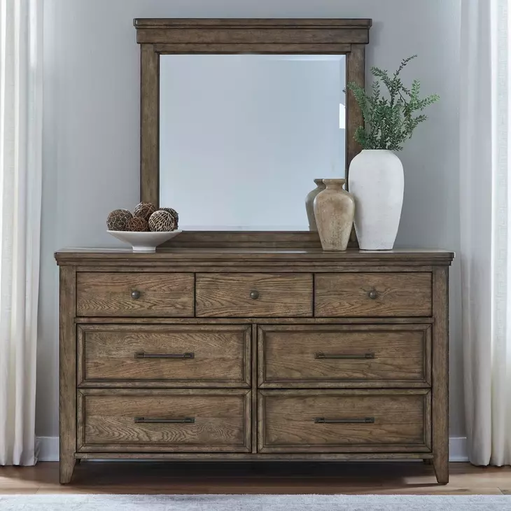 Carolina Park Amber Brown 7 Drawer Dresser with Mirror