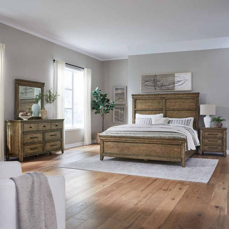 Cypress Grove Amber Brown King Panel Bed