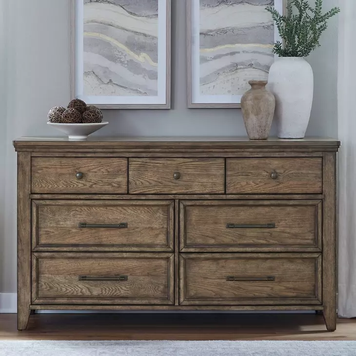Carolina Park Amber Brown 7 Drawer Dresser