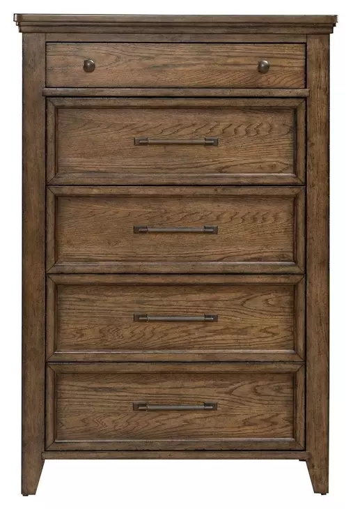 Carolina Park Amber Brown 5 Drawer Chest