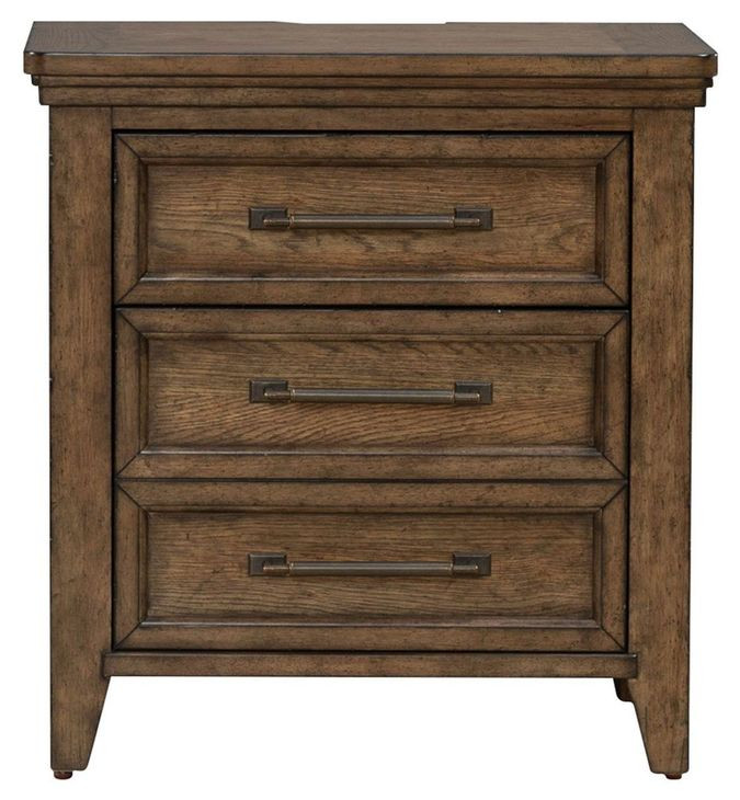 Cypress Grove Amber Brown 3 Drawer Nightstand with USB Charging