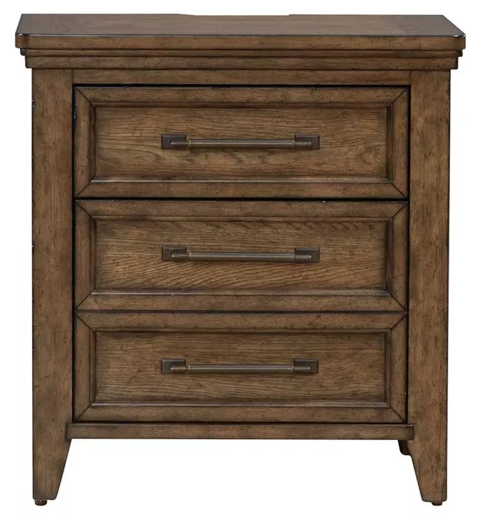 Carolina Park Amber Brown 3 Drawer Nightstand with USB Charging