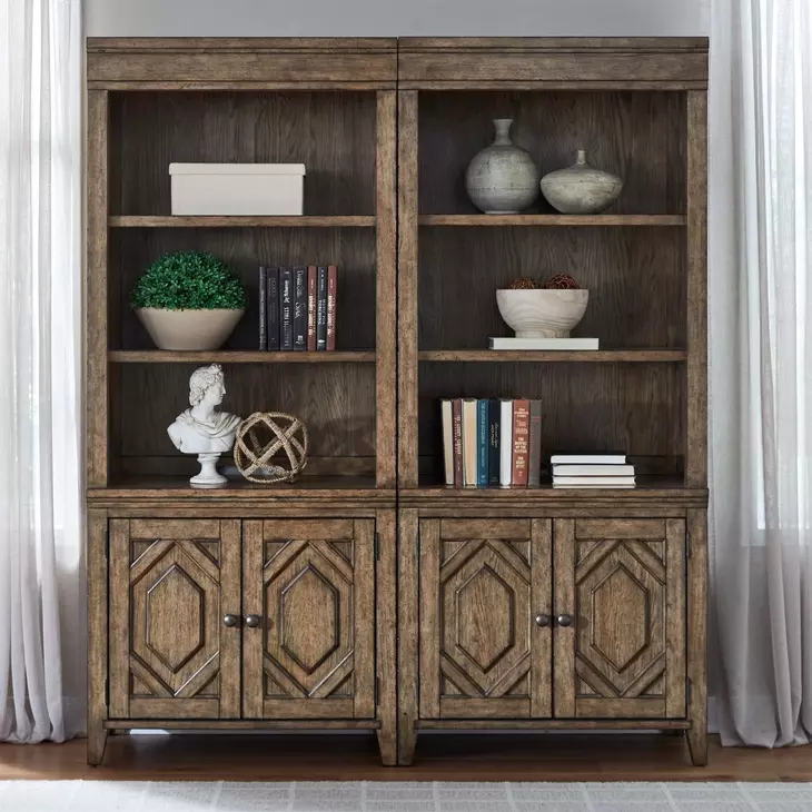 Carolina Park Amber Brown 2 Piece Bunching Bookcase