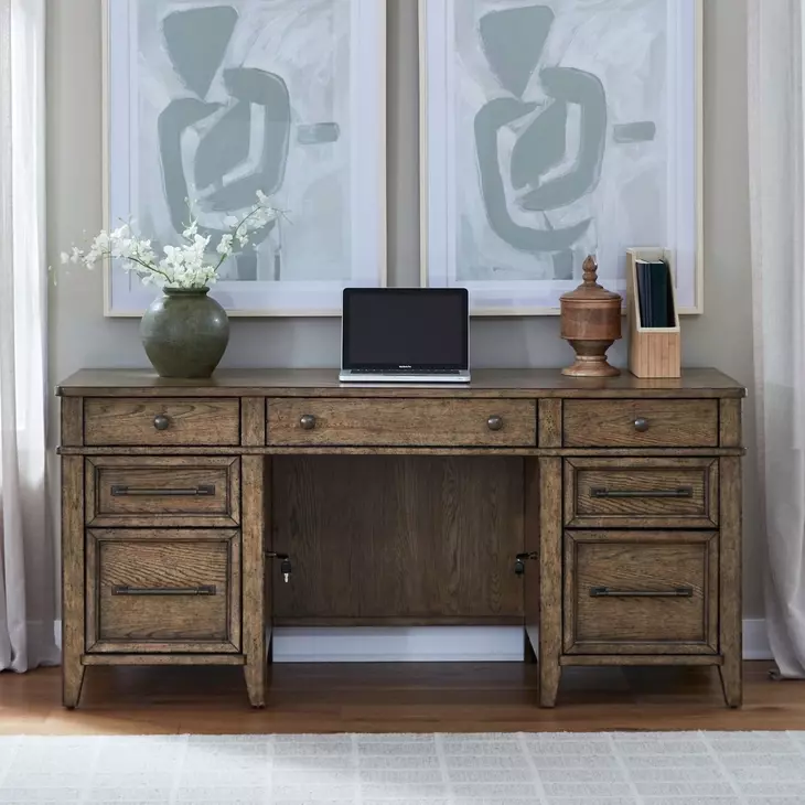 Carolina Park Amber Brown 66" Executive Credenza