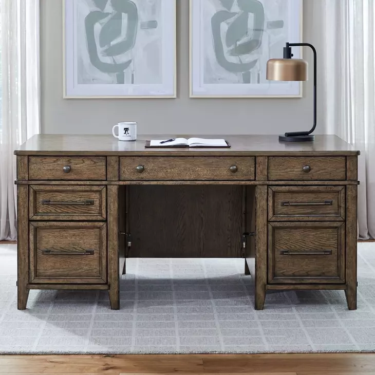 Carolina Park Amber Brown 66" Executive Desk