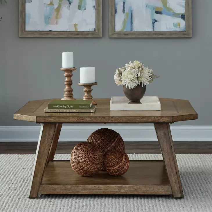 Carolina Park Amber Brown Octagonal Cocktail Table
