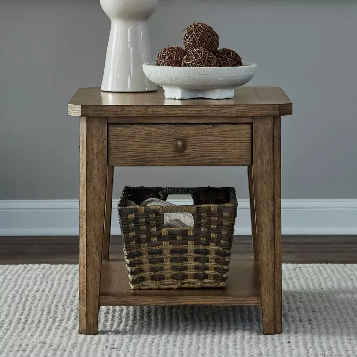 Carolina Park Amber Brown Rectangular End Table