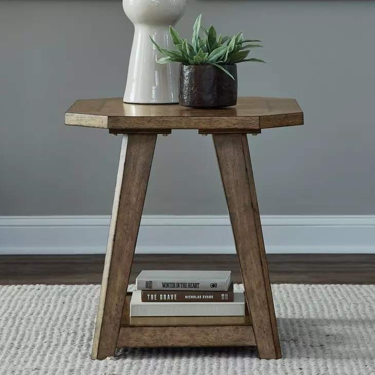 Carolina Park Amber Brown Octagonal End Table