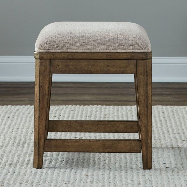 Cypress Grove Textured Cream Upholstered Console Stool