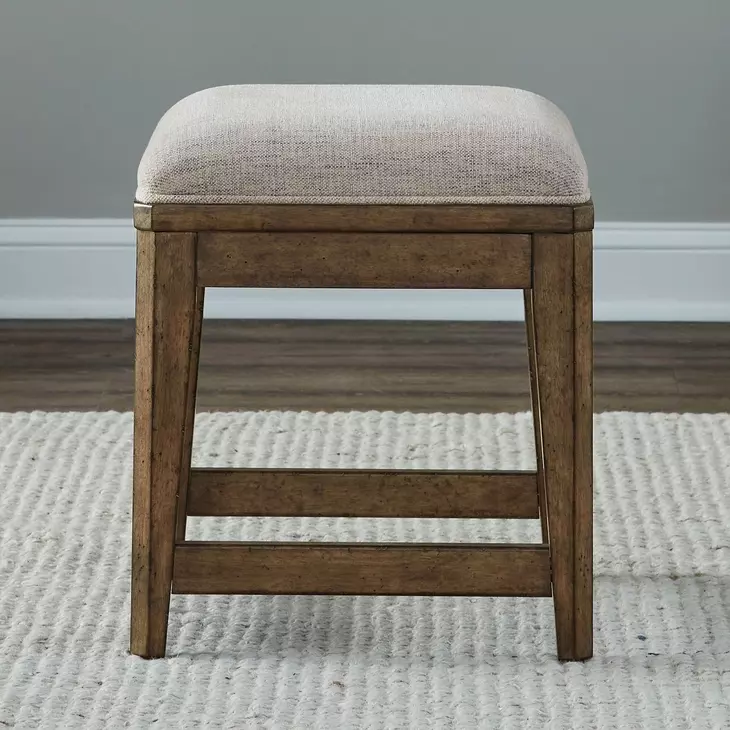Carolina Park Textured Cream Upholstered Console Stool