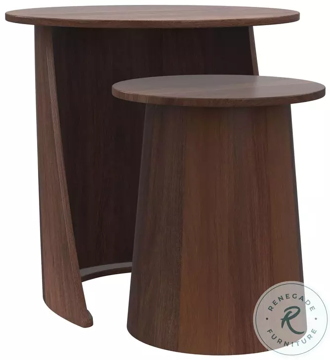 Yency Dark Brown 2 Piece Round Nesting Table