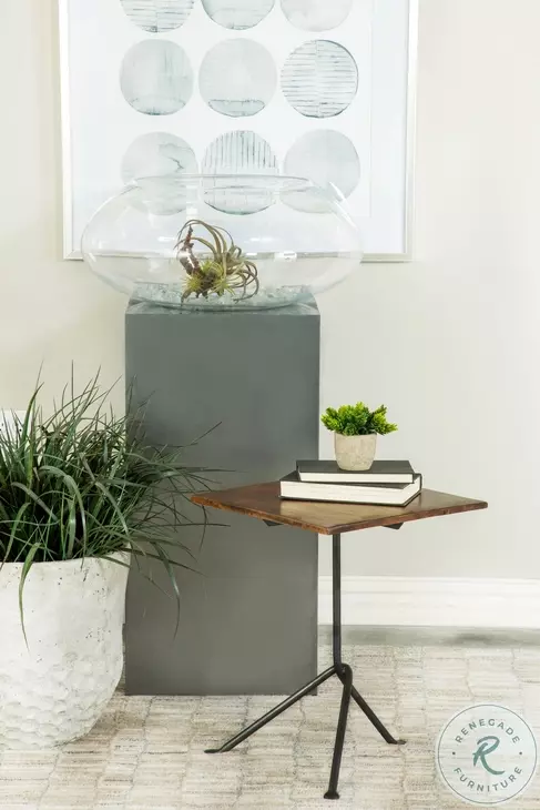 Heitor Dark Brown And Gunmetal Accent Table
