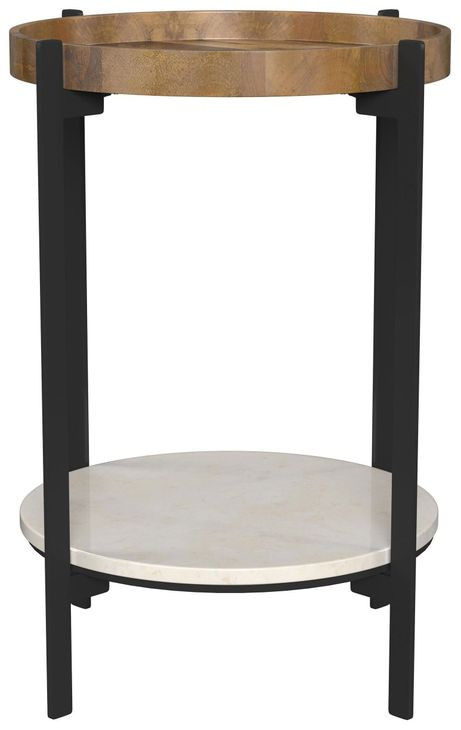 Adhvik Natural And Black Round Accent Table