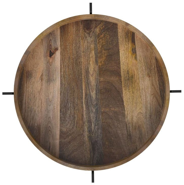 Adhvik Natural And Black Round Accent Table