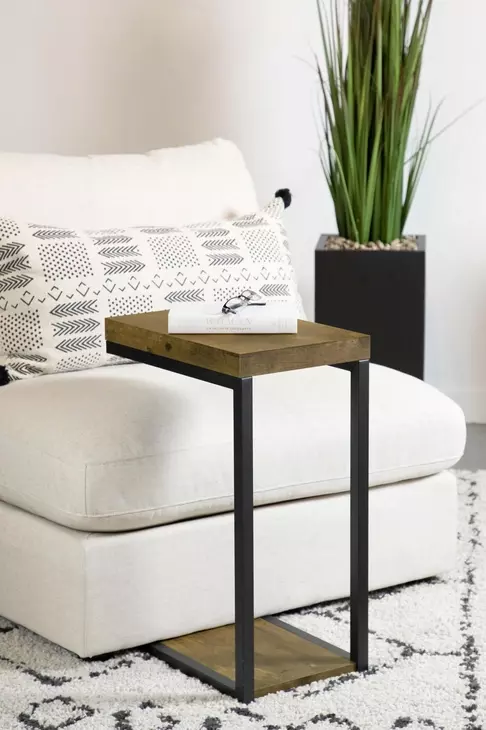Beck Black And Antique Nutmeg C Shape Snack Table