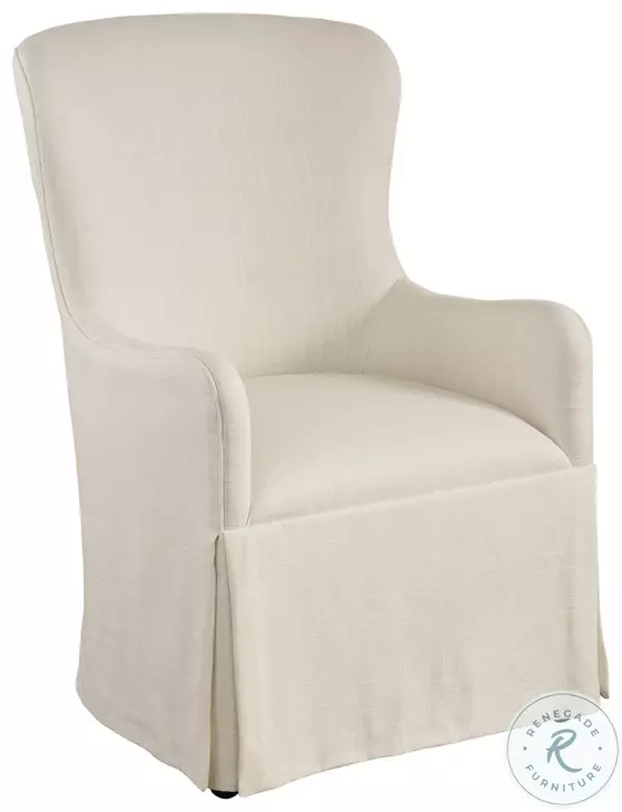 Laguna Linen White Aliso Performance Fabric Upholstered Host Chair - Thumbnail 3