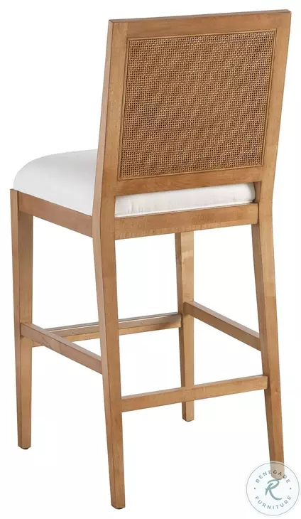 Laguna Linen White And Light Nutmeg Cleo Performance Fabric Bar Stool by Barclay Butera