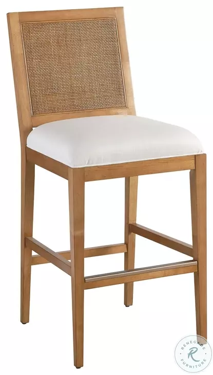Laguna Linen White And Light Nutmeg Cleo Performance Fabric Bar Stool by Barclay Butera
