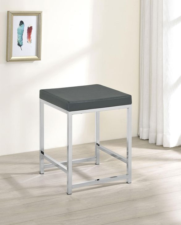 Afshan Dark Grey Upholstered Vanity Stool