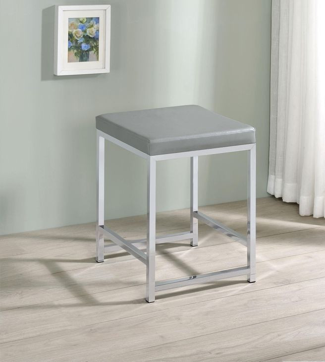 Umbridge Light Grey Upholstered Vanity Stool