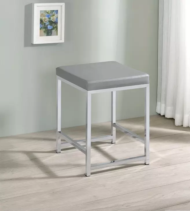 Umbridge Light Grey Upholstered Vanity Stool