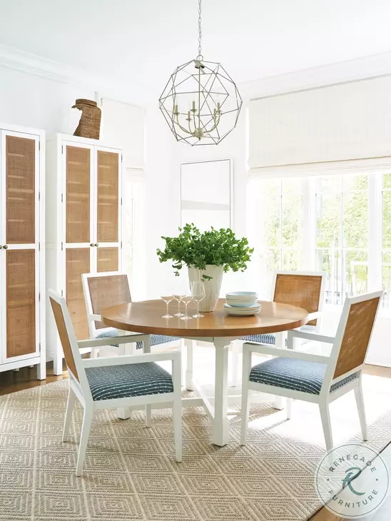 Laguna Linen White And Light Nutmeg Surf Storage Cabinet by Barclay Butera