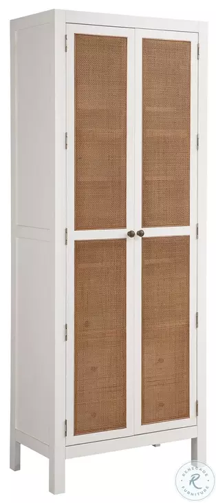 Laguna Linen White And Light Nutmeg Surf Storage Cabinet by Barclay Butera