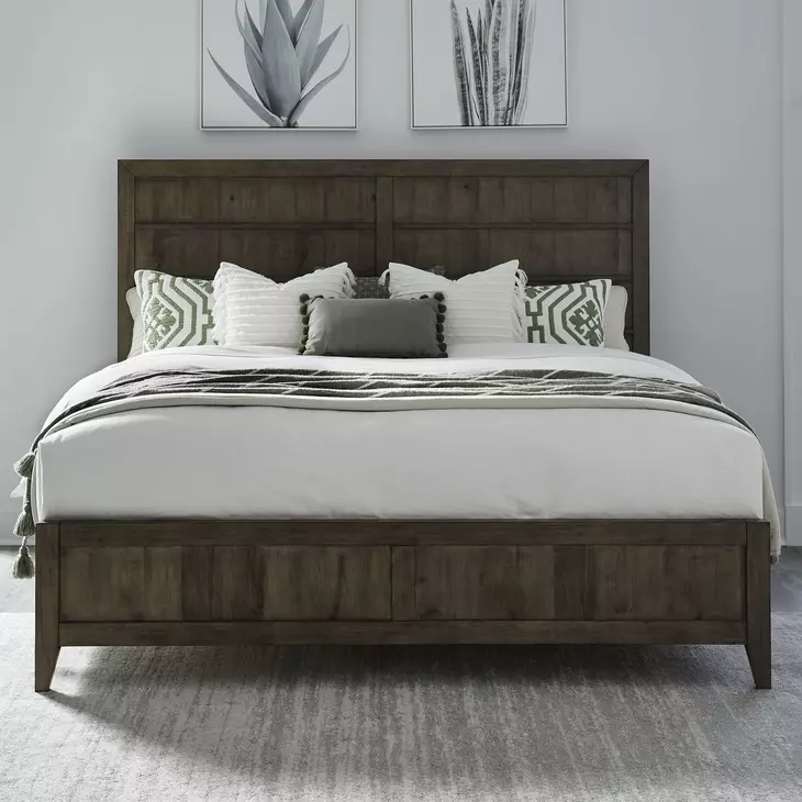 Lake House Harvest Brown King Panel Bed