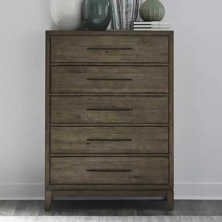 Lake House Harvest Brown 5 Drawer Chest