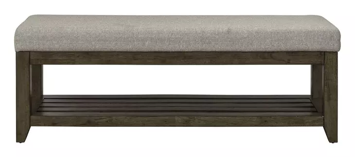 Lake House Taupe Upholstered Storage Bed Bench
