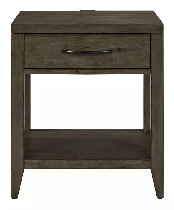 Lake House Harvest Brown 1 Drawer Open Nightstand with USB Charging