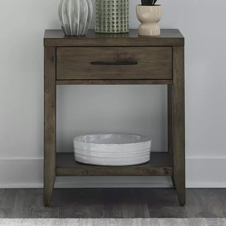 Lake House Harvest Brown 1 Drawer Open Nightstand with USB Charging