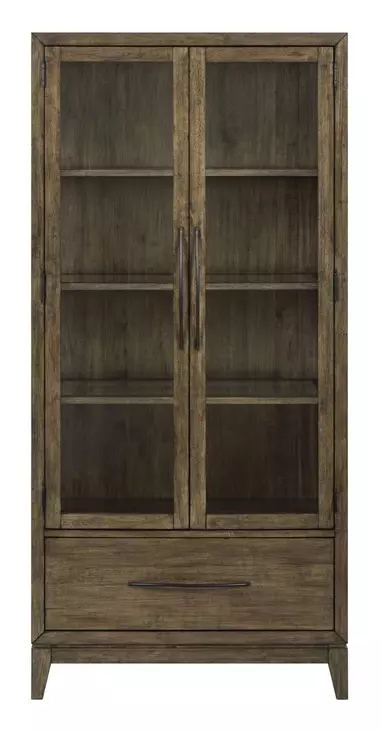 Shaker Lakes Harvest Brown 2 Glass Door Bunching Display Cabinet with LED