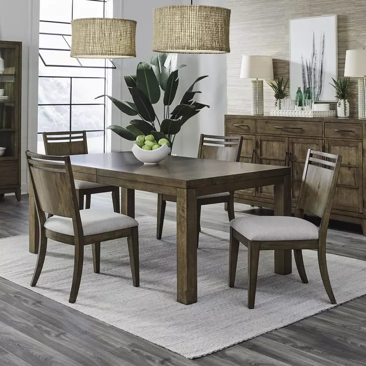 Lake House Harvest Brown and Textured Taupe 5 Piece Extendable Rectangular Dining Set