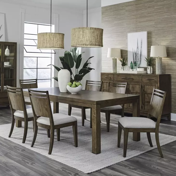 Lake House Harvest Brown and Textured Taupe 7 Piece Extendable Rectangular Dining Set