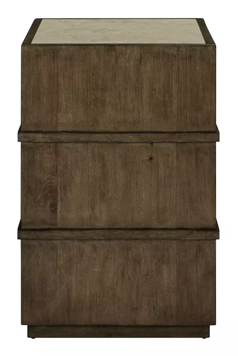 Lake House Harvest Brown and Beige Square Granite Top Chairside Table
