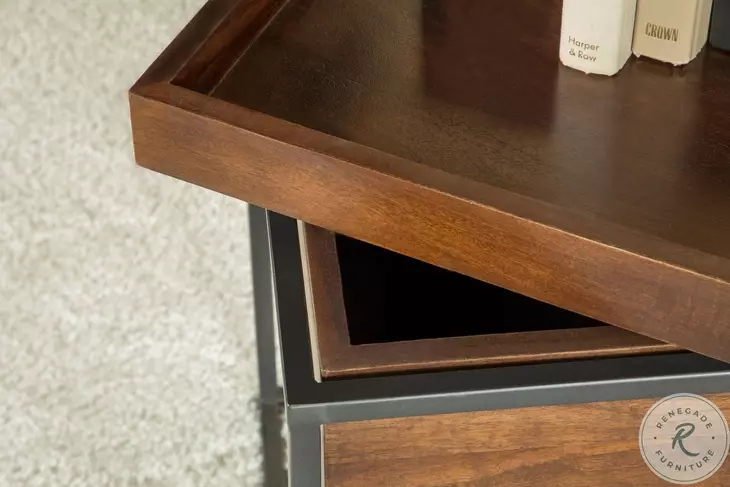 Ondrej Dark Brown And Gunmetal Accent Table