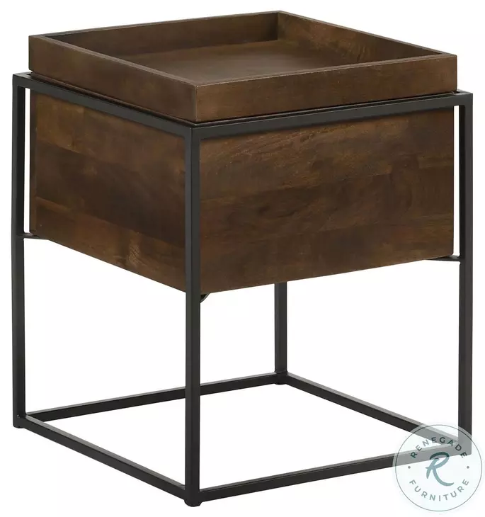 Ondrej Dark Brown And Gunmetal Accent Table