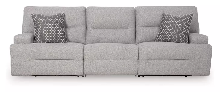 Acklen Place Pewter Performance Fabric 3 Piece Modular Power Reclining Sectional with Pillows and USB Charging