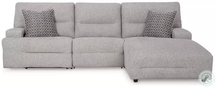 Acklen Place Pewter 3 Piece Performance Fabric Power Reclining Sectional with RAF Chaise