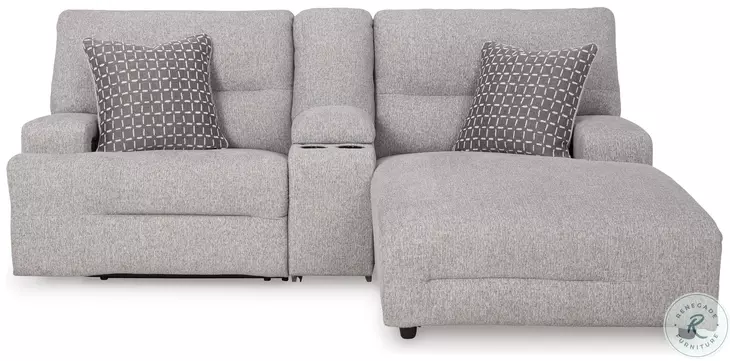 Acklen Place Pewter 3 Piece Performance Fabric Power Reclining Sectional Sofa with RAF Chaise