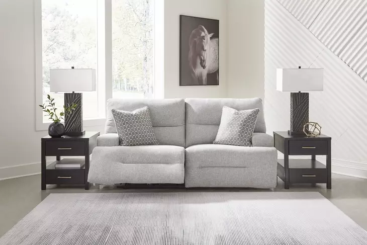 Acklen Place Pewter Performance Fabric 2 Piece Modular Power Reclining Sectional with Pillows and USB Charging