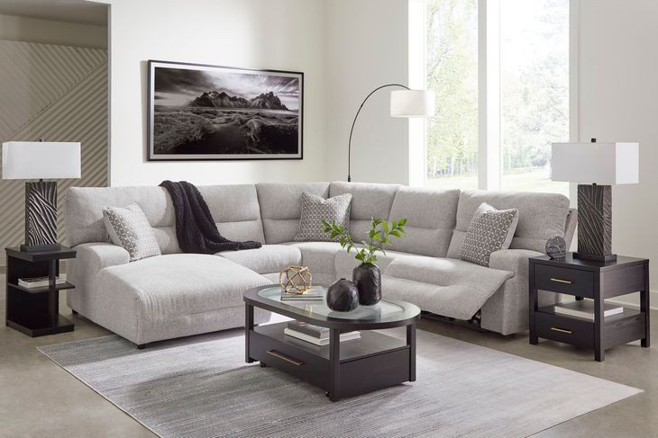 Acklen Place Pewter Performance Fabric Zero Gravity Power Reclining LAF Sectional with USB Charging